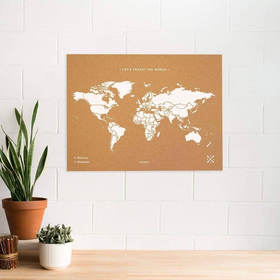 Weltkarte / Pinnwand aus Kork